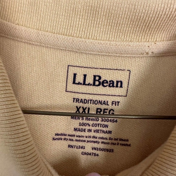 LL Bean Yellow Polo Shirt Size XXL Regular Shirt Sleeve - Picture 4 of 6